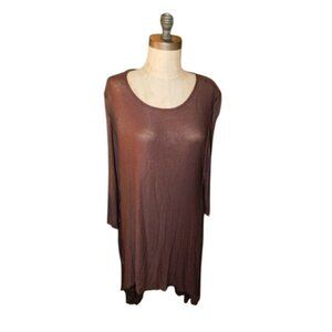 Camille & Co. Size XL Brown Shimmery High Low Knit Top